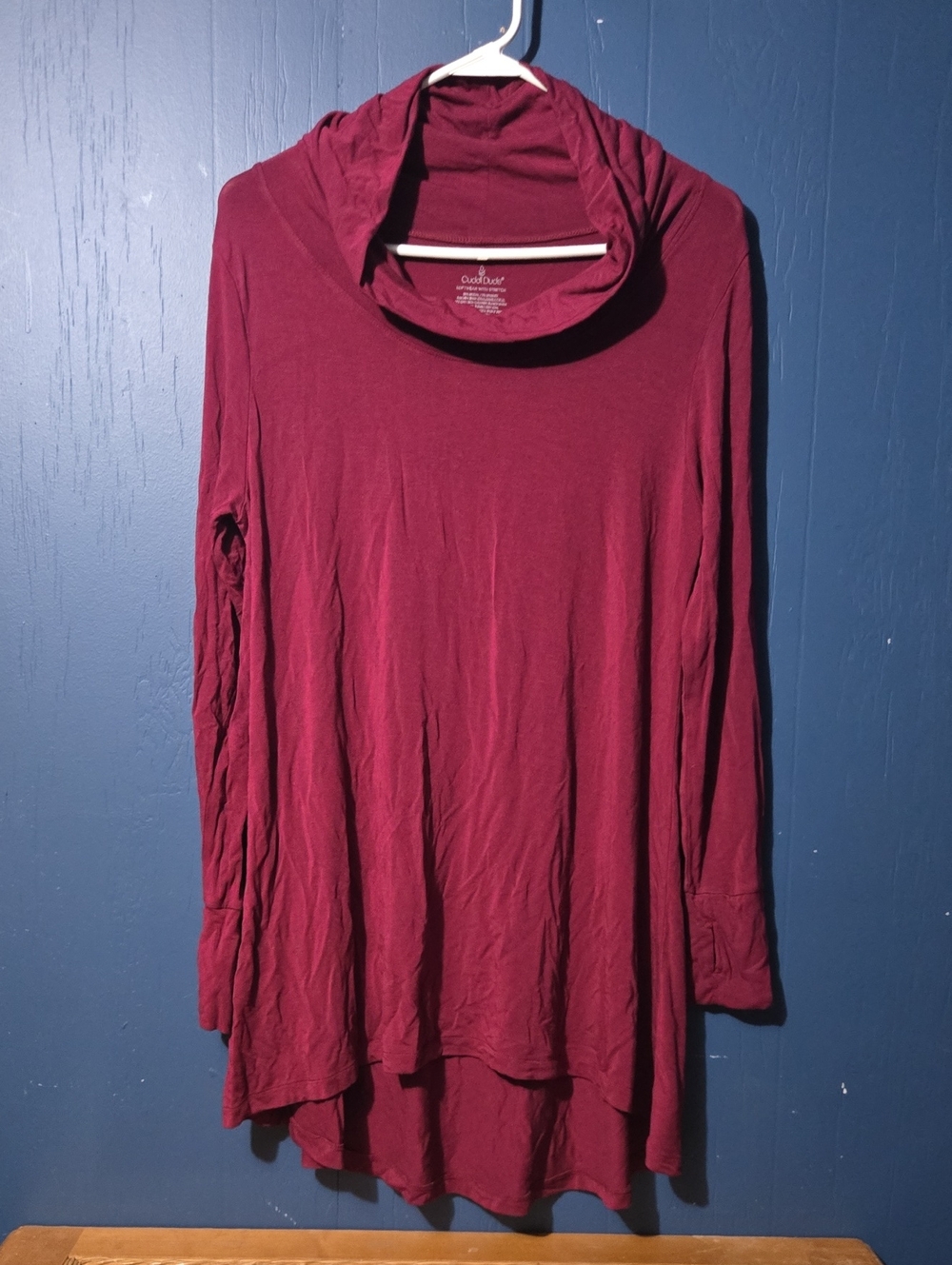 Cuddl Duds Burgundy Long-Sleeve Cowl Tunic.